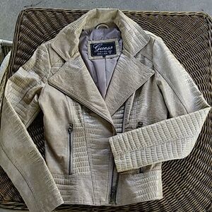 Guess Crocodile embossed Moto Jacket Animal Print